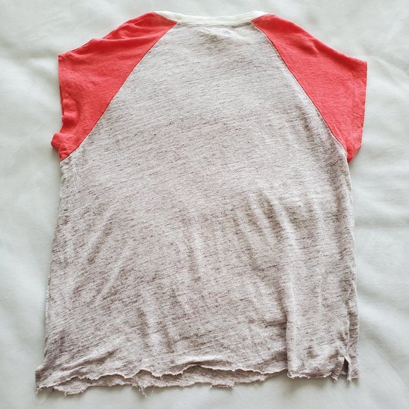 Madewell Size Medium Linen Top Raglan Short Sleeve - Picture 6 of 12
